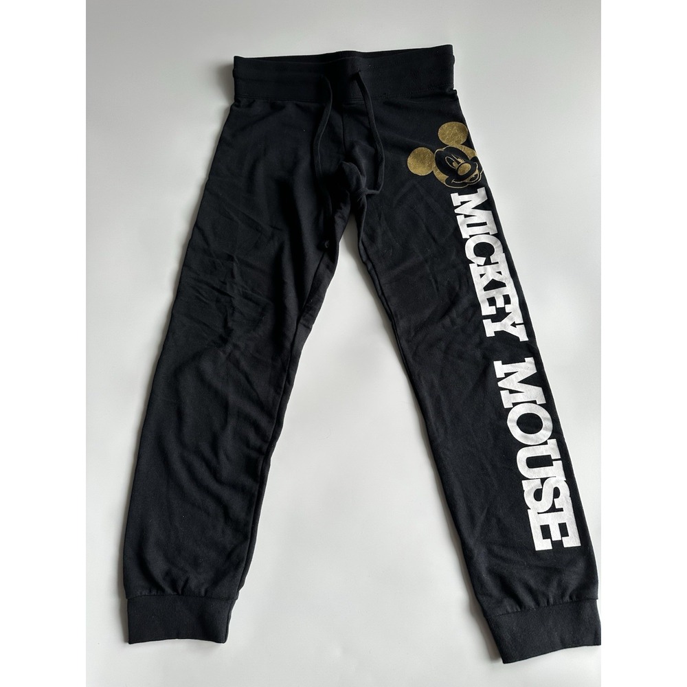 Junior DisneyMinnie Mouse Sweatpants Joggers Black And Gold Mickey M 7/9